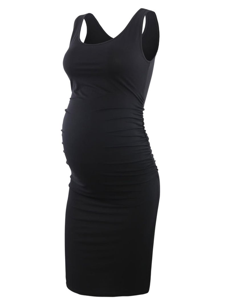 Liu & Qu Women's Maternity Sleeveless Tank Dresses Side Ruching Bodycon Dress for Daily Wearing or Baby Shower - Image 1